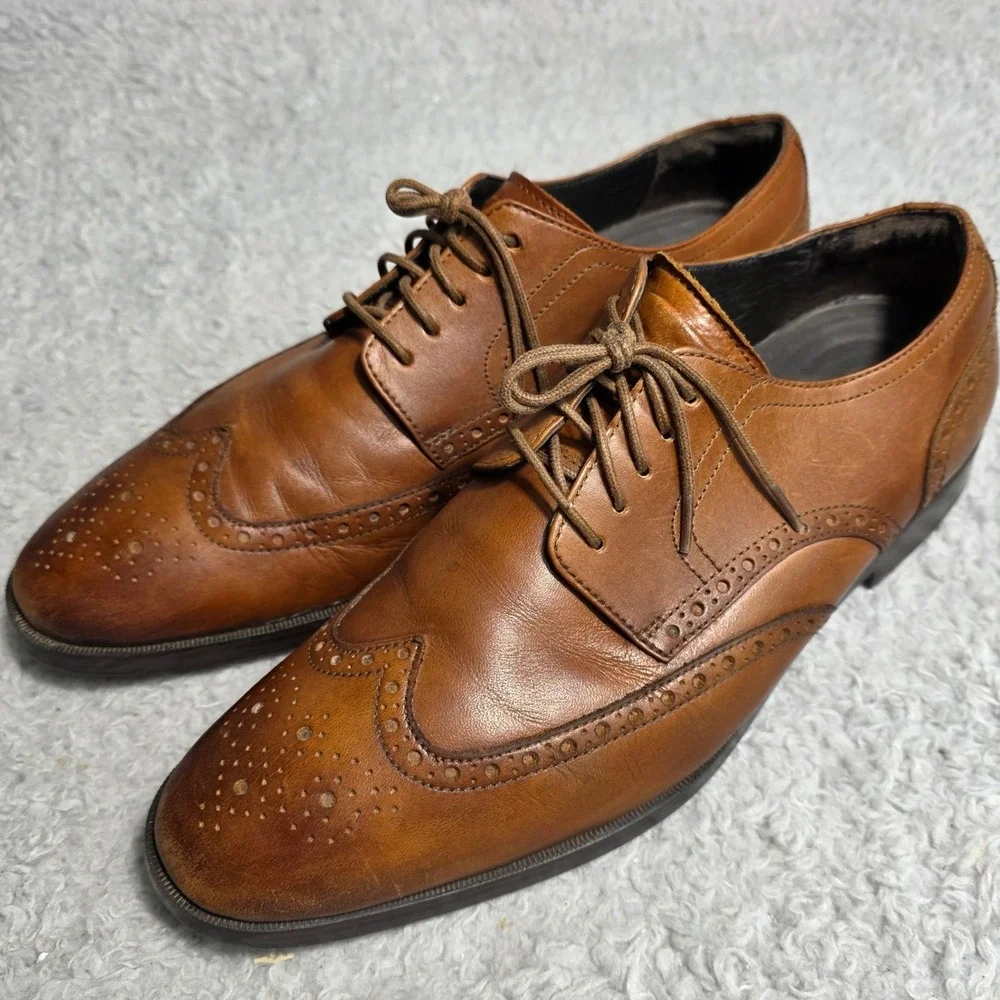 Cole‎ Haan Brown Leather Wingtip Brogue Oxford Dress Shoes Grand.OS 8.5 M